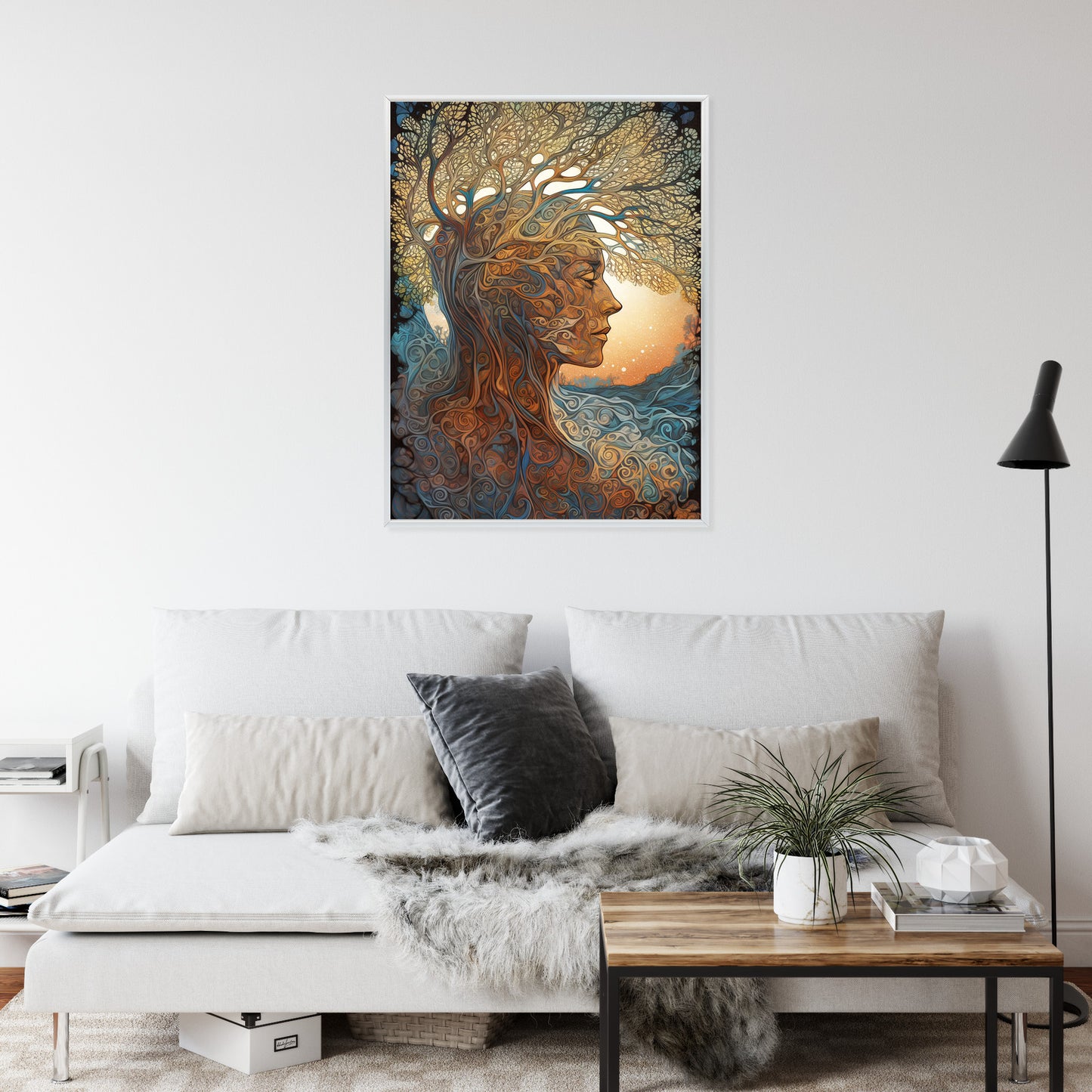 Poster Männerkopf Und Künstlerischer Baum