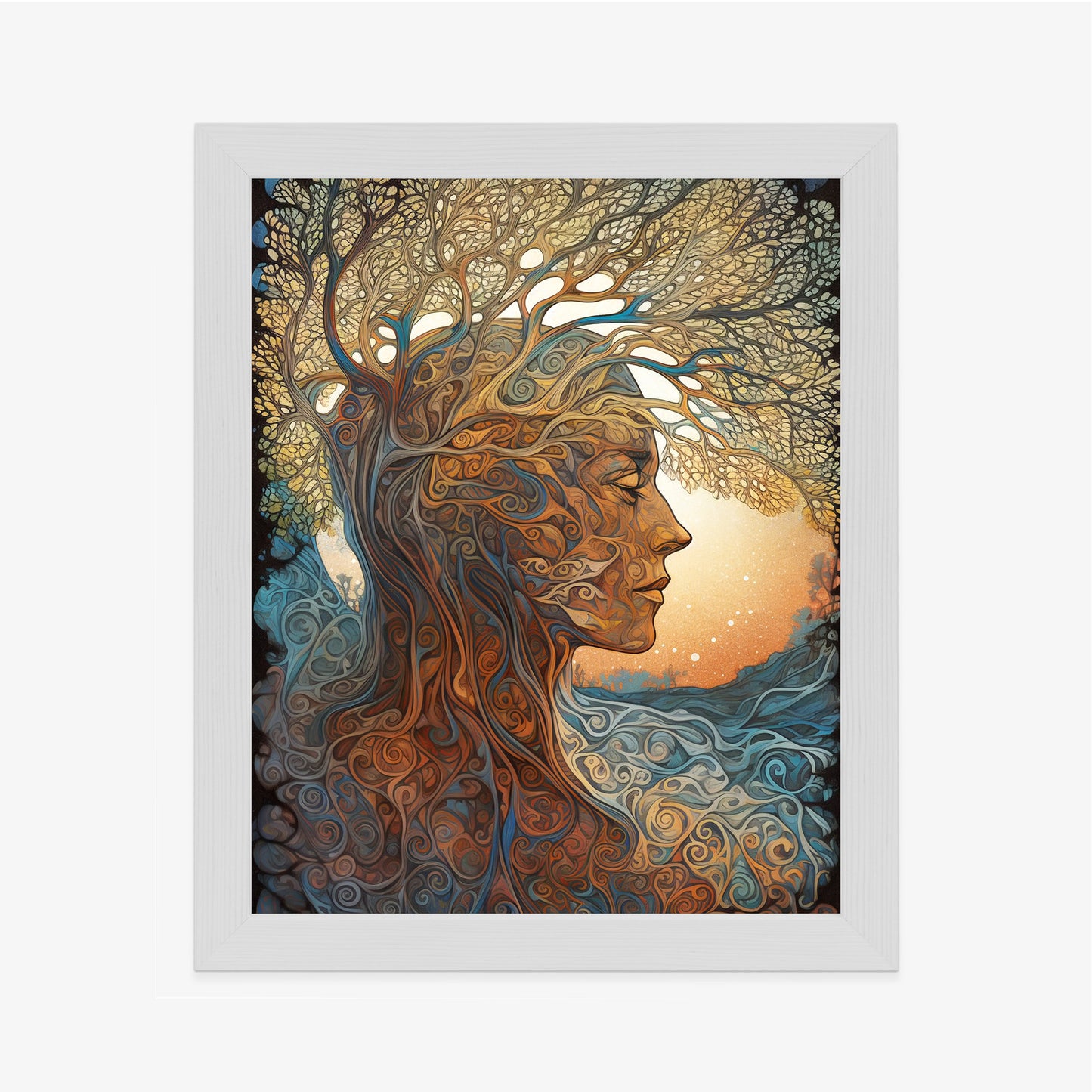 Poster Männerkopf Und Künstlerischer Baum