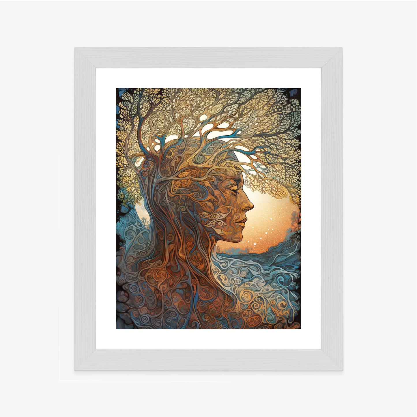 Poster Männerkopf Und Künstlerischer Baum