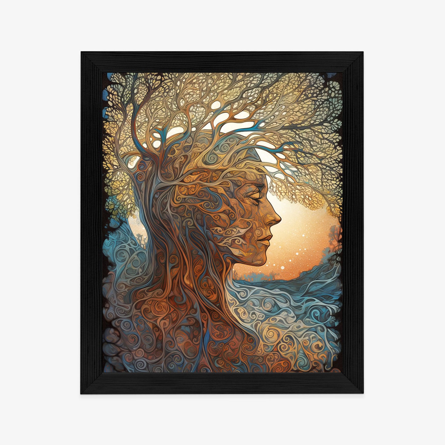 Poster Männerkopf Und Künstlerischer Baum