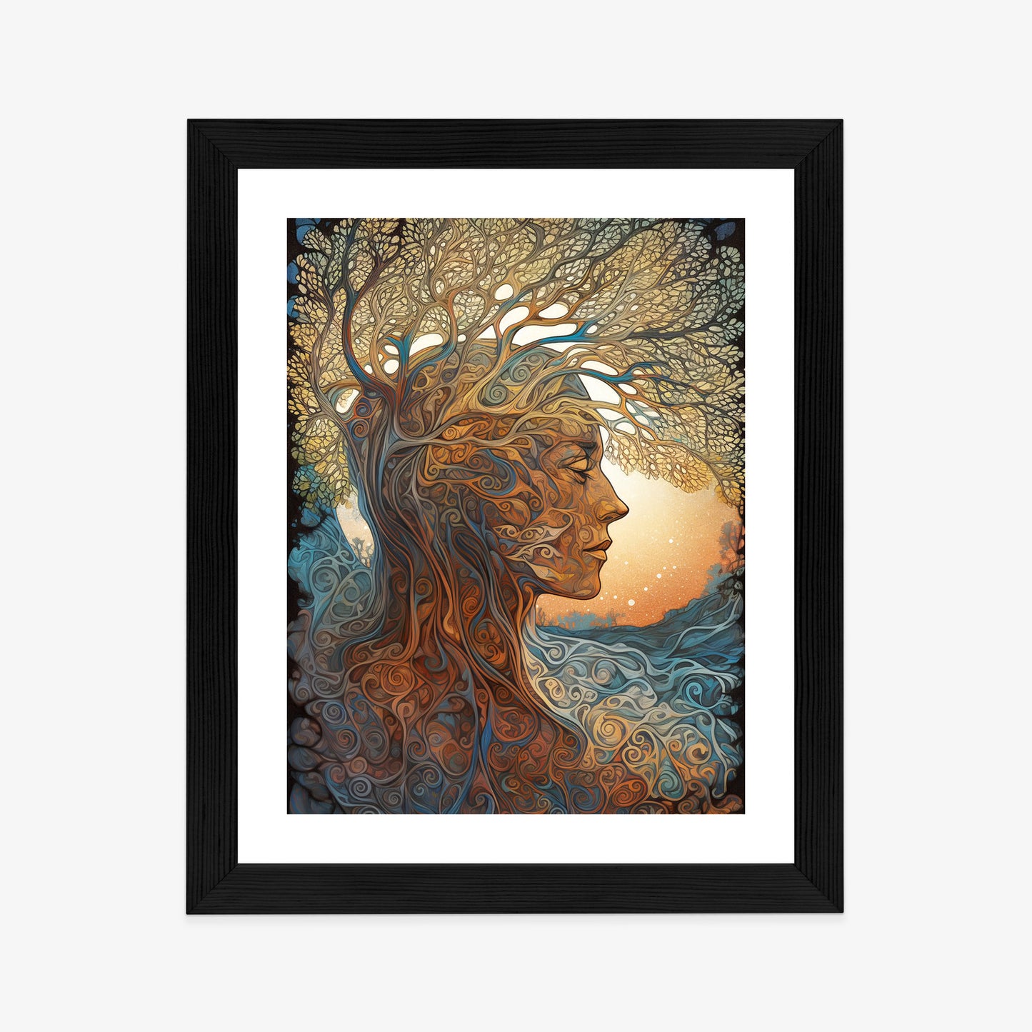 Poster Männerkopf Und Künstlerischer Baum
