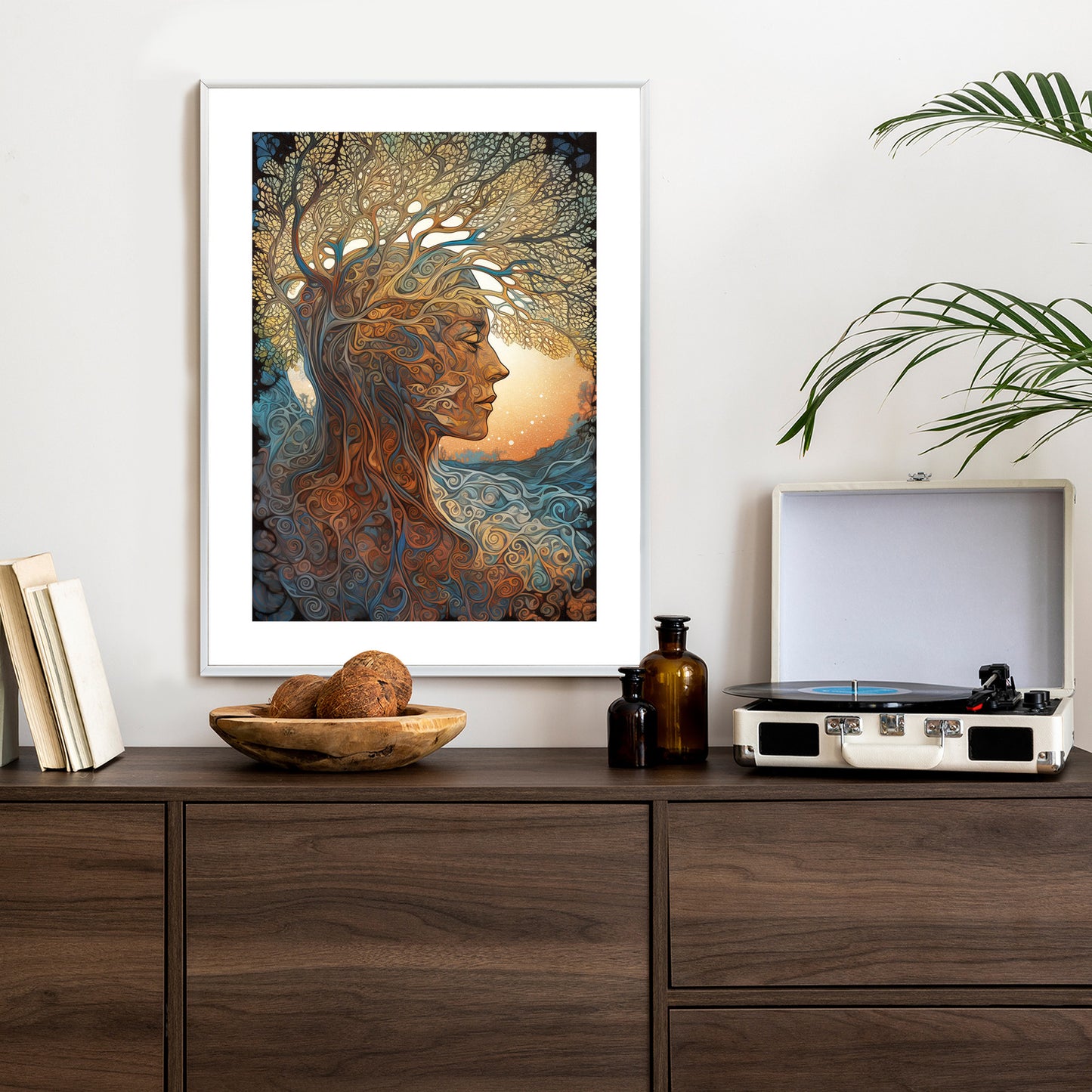 Poster Männerkopf Und Künstlerischer Baum