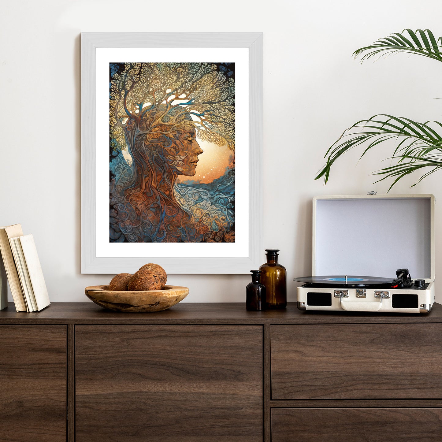Poster Männerkopf Und Künstlerischer Baum