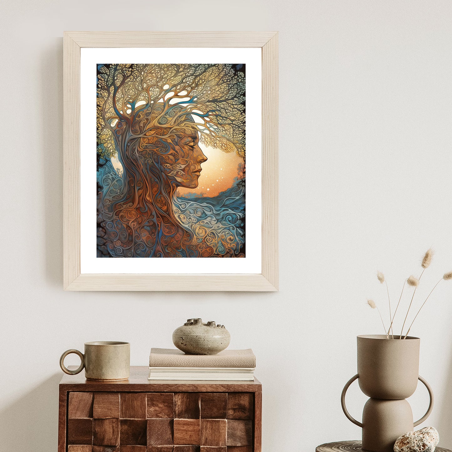 Poster Männerkopf Und Künstlerischer Baum