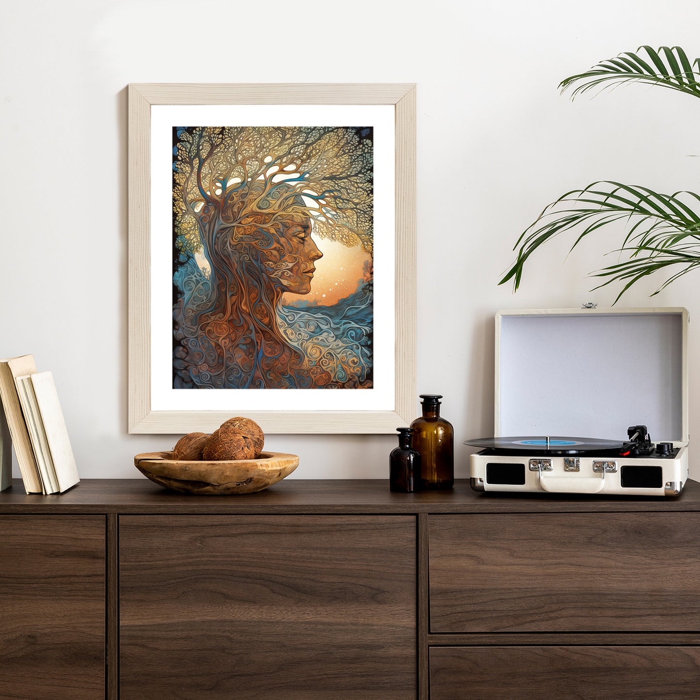 Poster Männerkopf Und Künstlerischer Baum