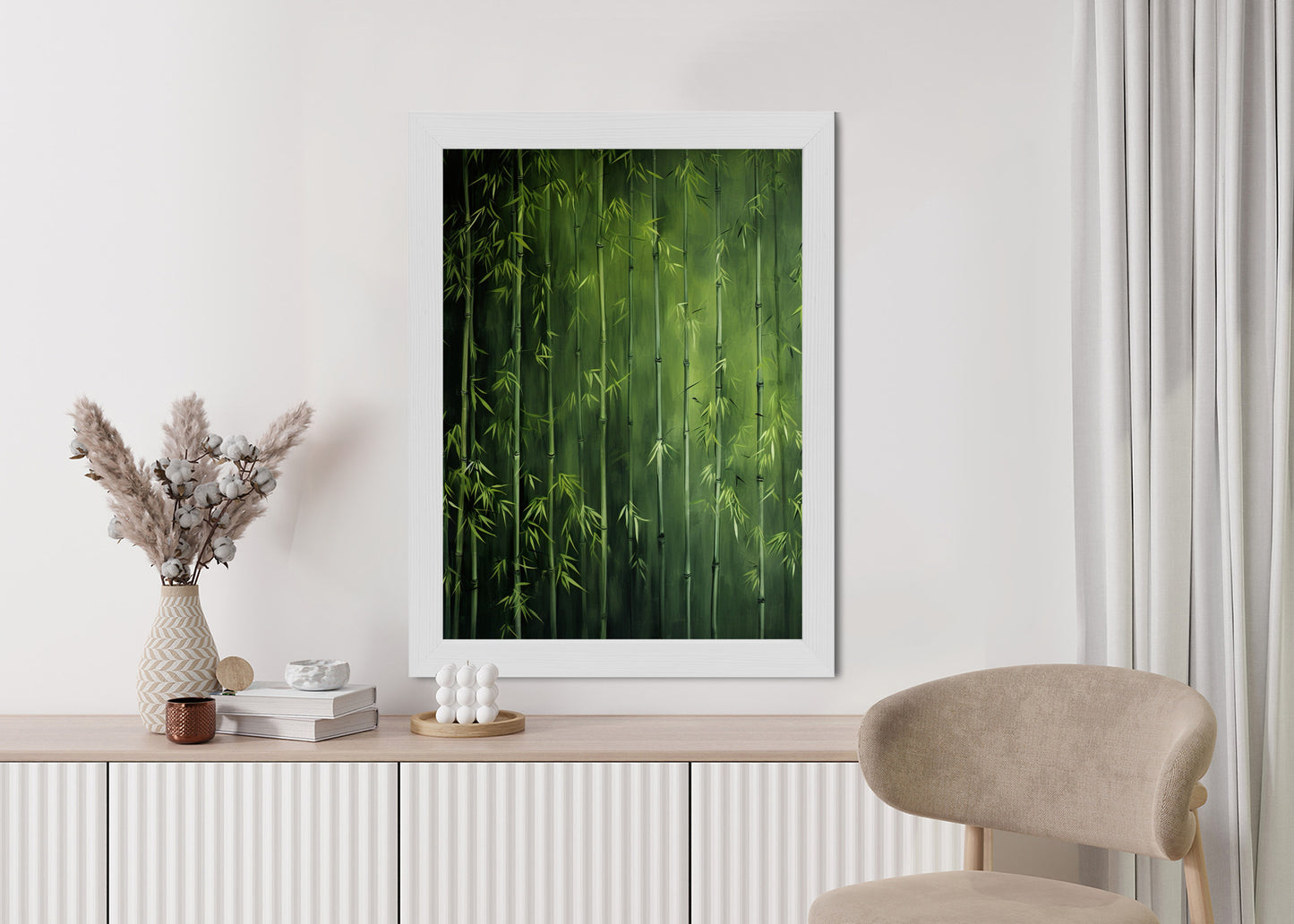 Poster Grüner Bambuswald Rahmen Holz Mit Passepartout Farbe Natürlich