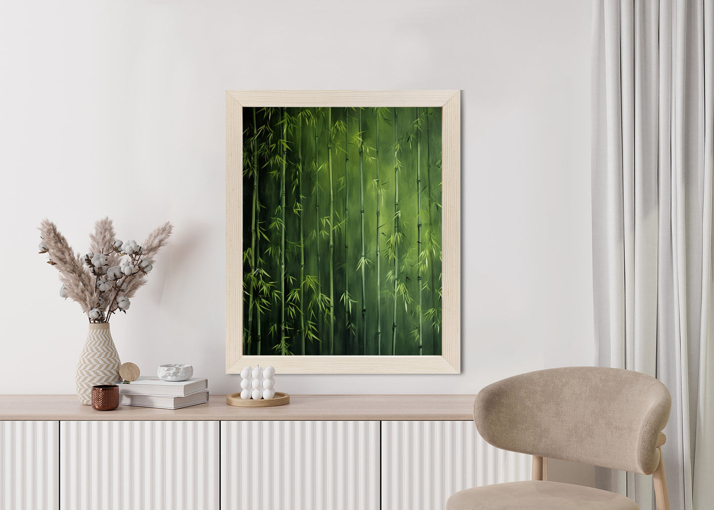 Poster Grüner Bambuswald Rahmen Holz Mit Passepartout Farbe Natürlich