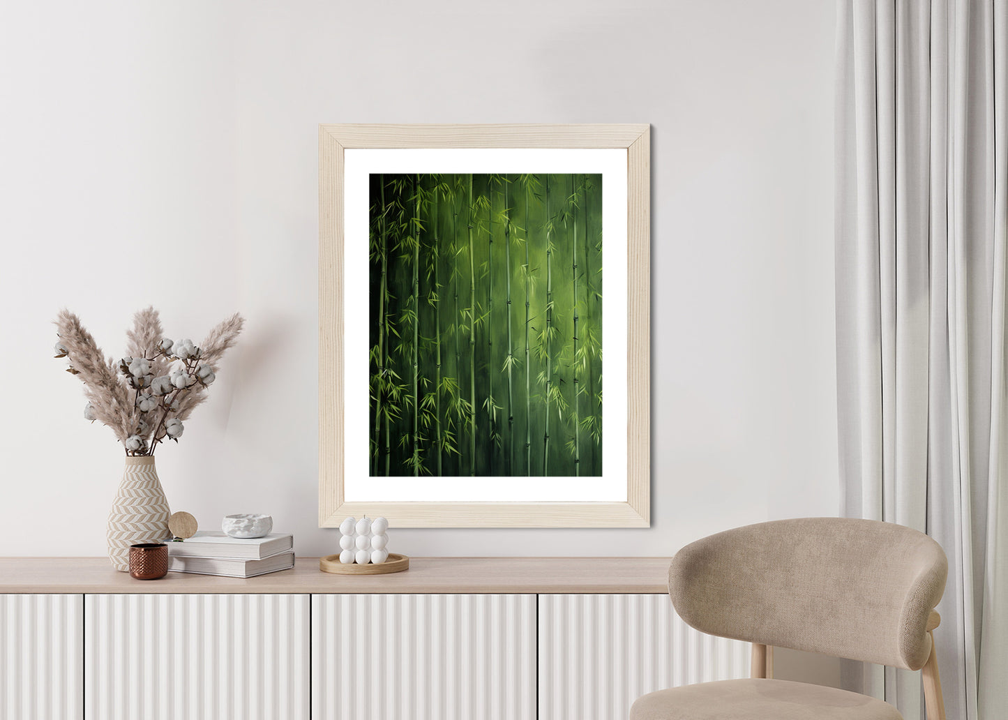 Poster Grüner Bambuswald Rahmen Holz Mit Passepartout Farbe Natürlich
