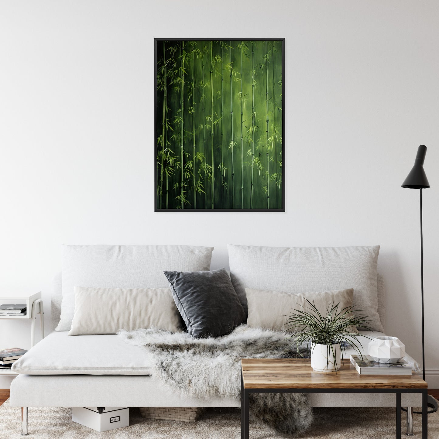 Poster Grüner Bambuswald Rahmen Holz Mit Passepartout Farbe Natürlich