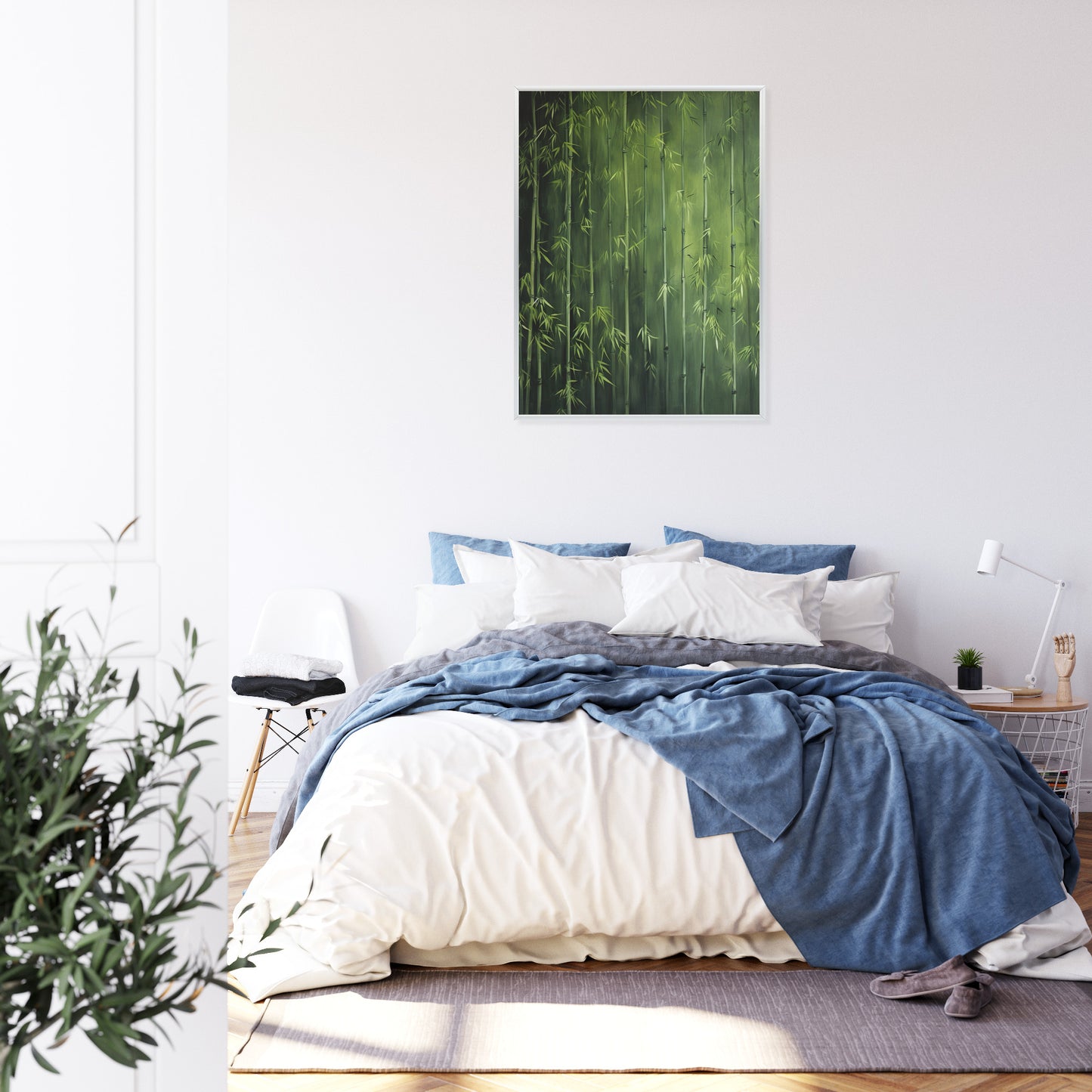 Poster Grüner Bambuswald Rahmen Holz Mit Passepartout Farbe Natürlich