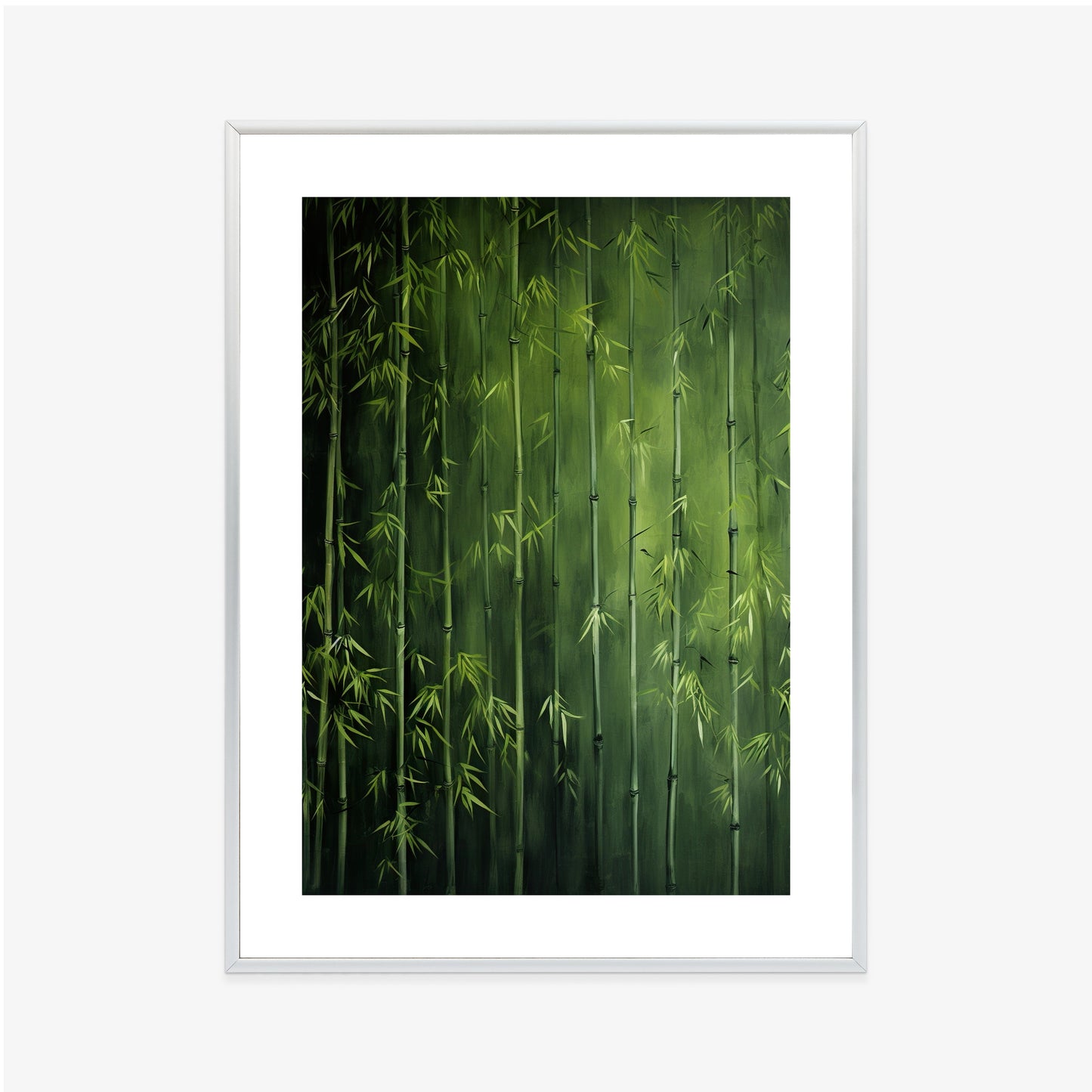 Poster Grüner Bambuswald Rahmen Holz Mit Passepartout Farbe Natürlich