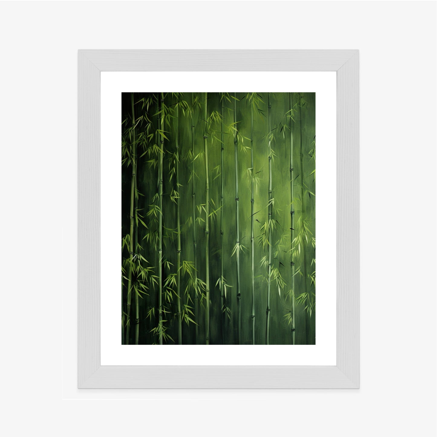 Poster Grüner Bambuswald Rahmen Holz Mit Passepartout Farbe Natürlich