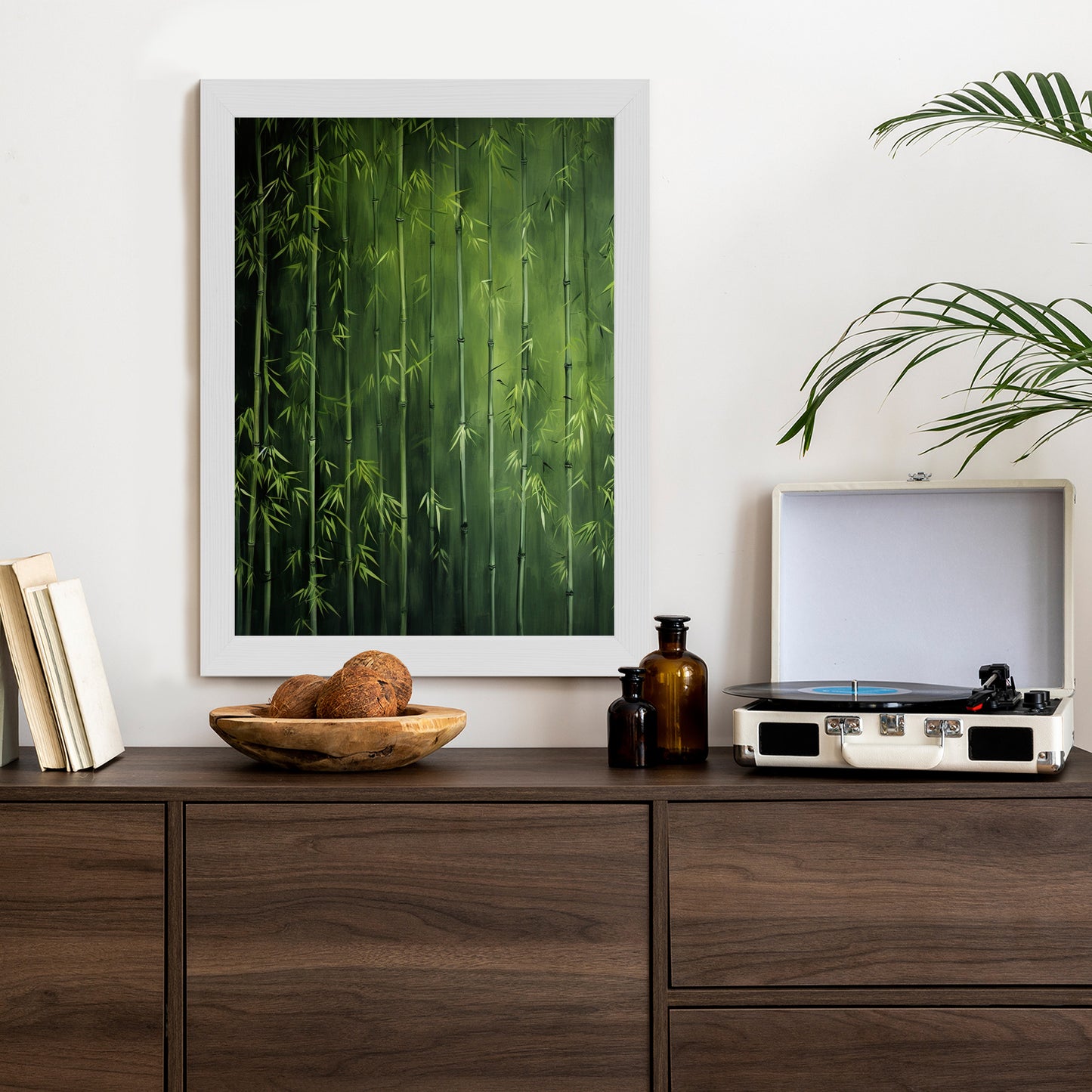 Poster Grüner Bambuswald Rahmen Holz Mit Passepartout Farbe Natürlich
