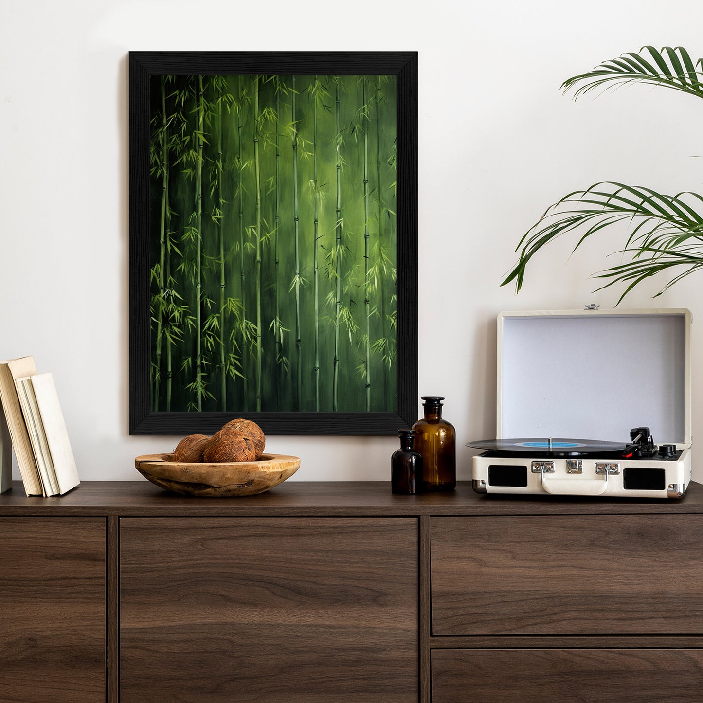 Poster Grüner Bambuswald Rahmen Holz Mit Passepartout Farbe Natürlich
