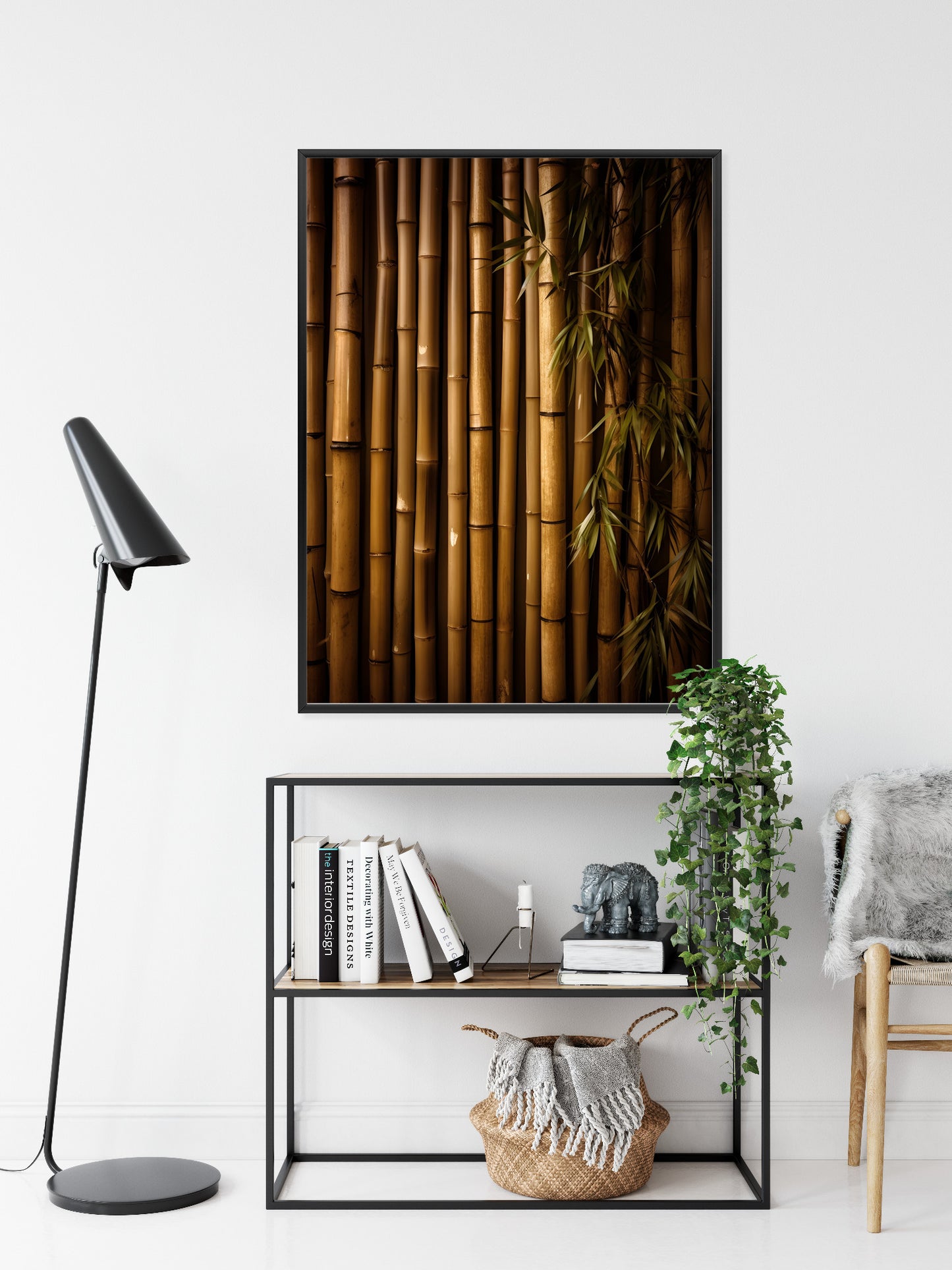 Poster Bambuswand Rahmen Holz Mit Passepartout Farbe Natürlich