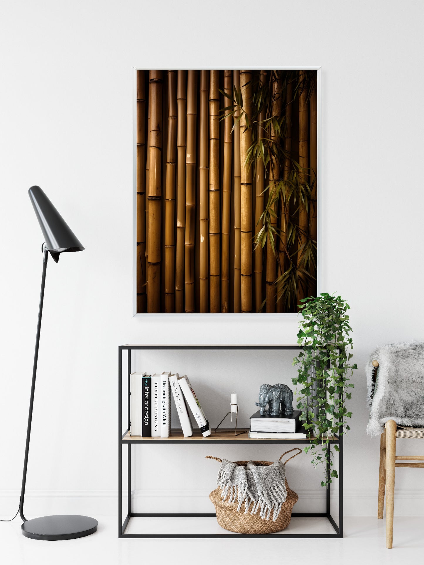 Poster Bambuswand Rahmen Holz Mit Passepartout Farbe Natürlich