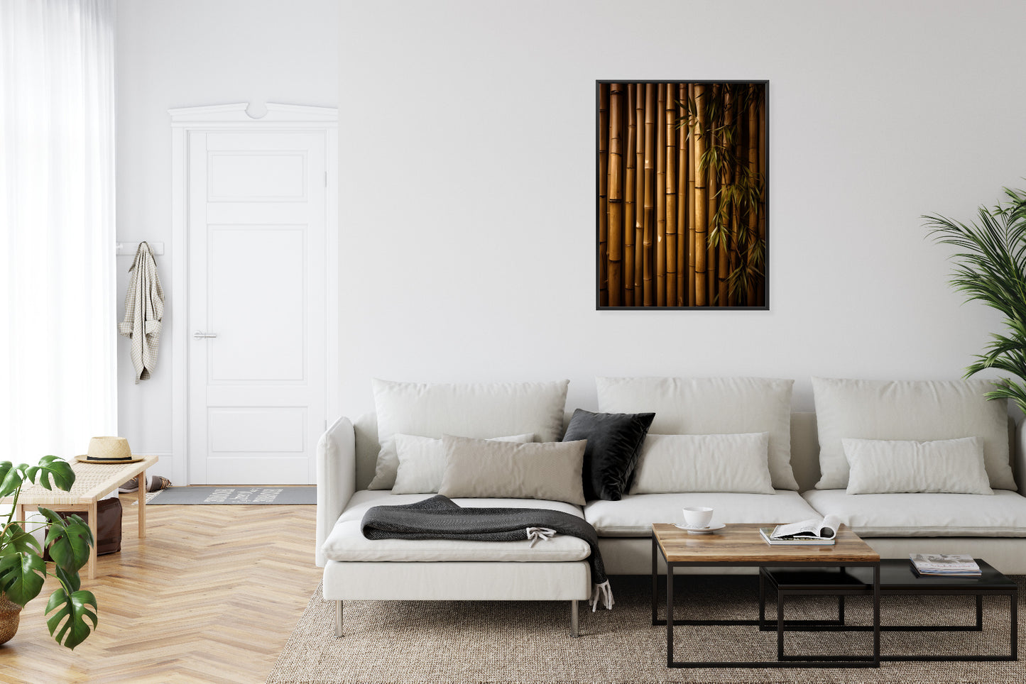Poster Bambuswand Rahmen Holz Mit Passepartout Farbe Natürlich