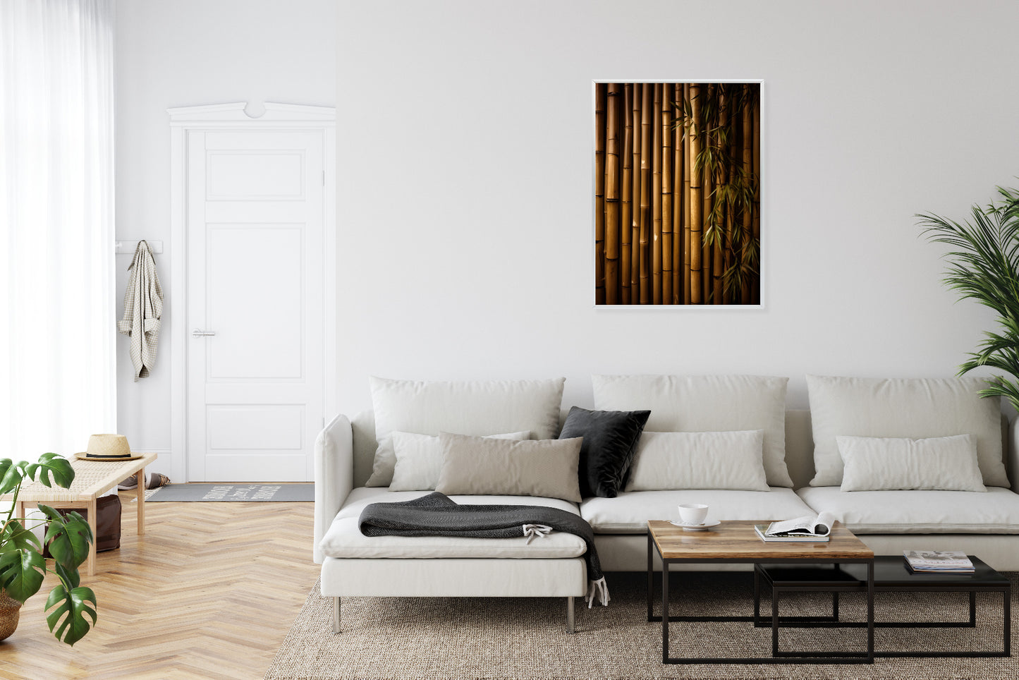 Poster Bambuswand Rahmen Holz Mit Passepartout Farbe Natürlich