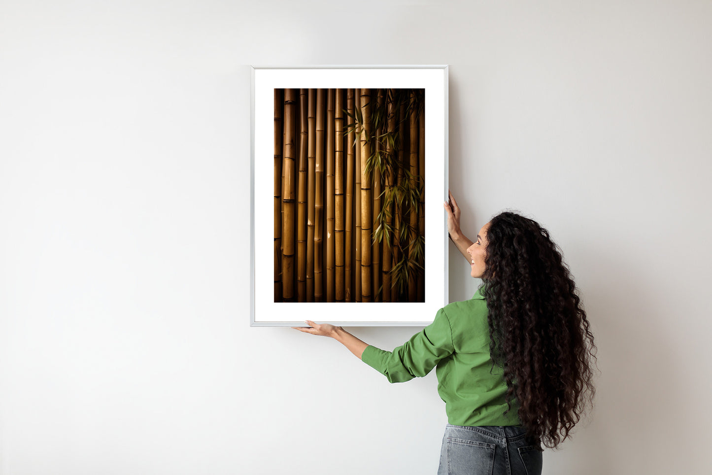 Poster Bambuswand Rahmen Holz Mit Passepartout Farbe Natürlich