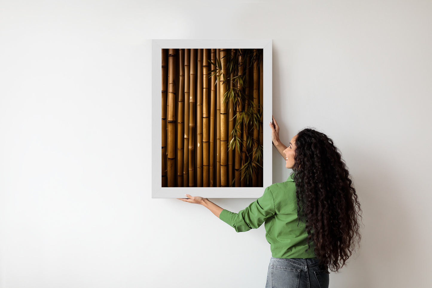 Poster Bambuswand Rahmen Holz Mit Passepartout Farbe Natürlich