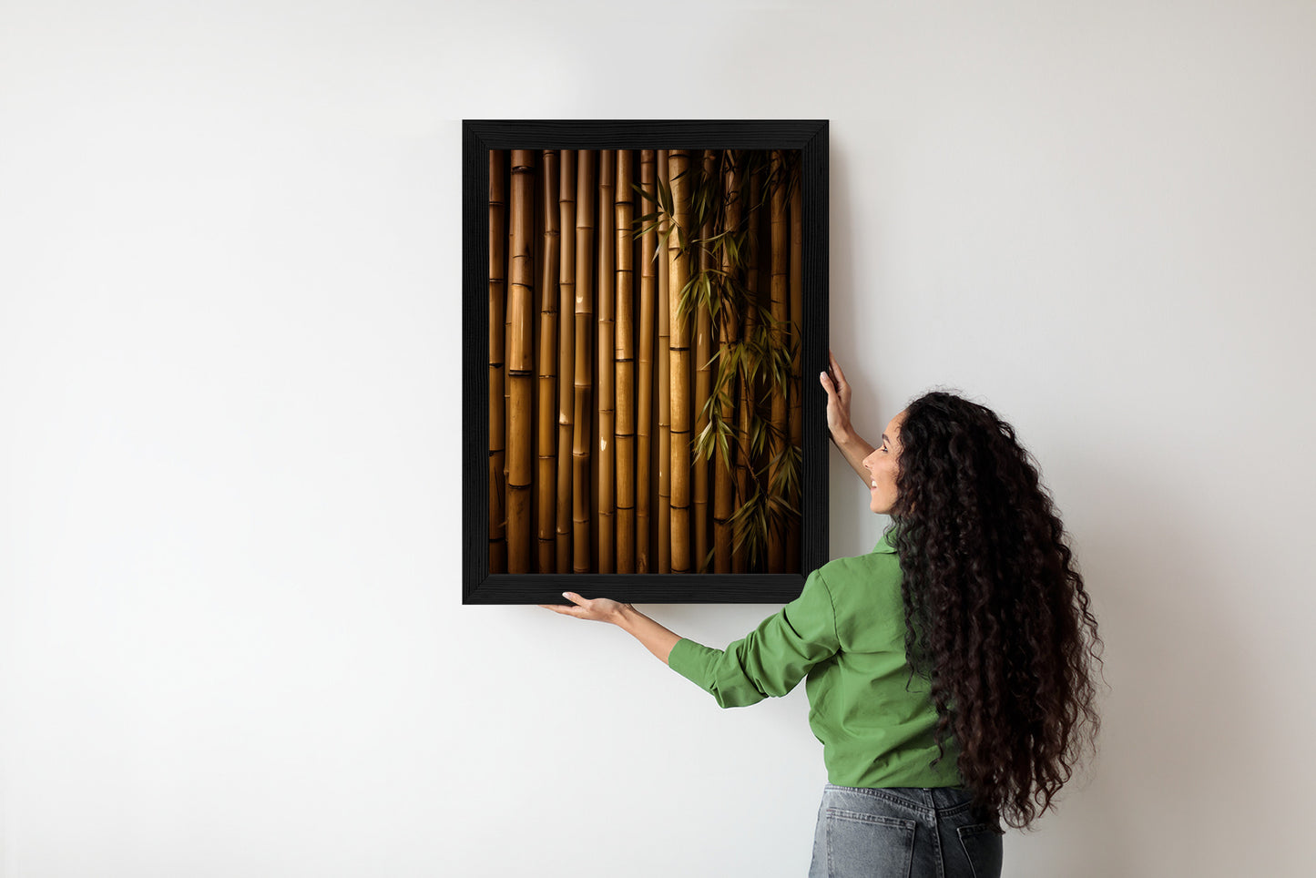 Poster Bambuswand Rahmen Holz Mit Passepartout Farbe Natürlich