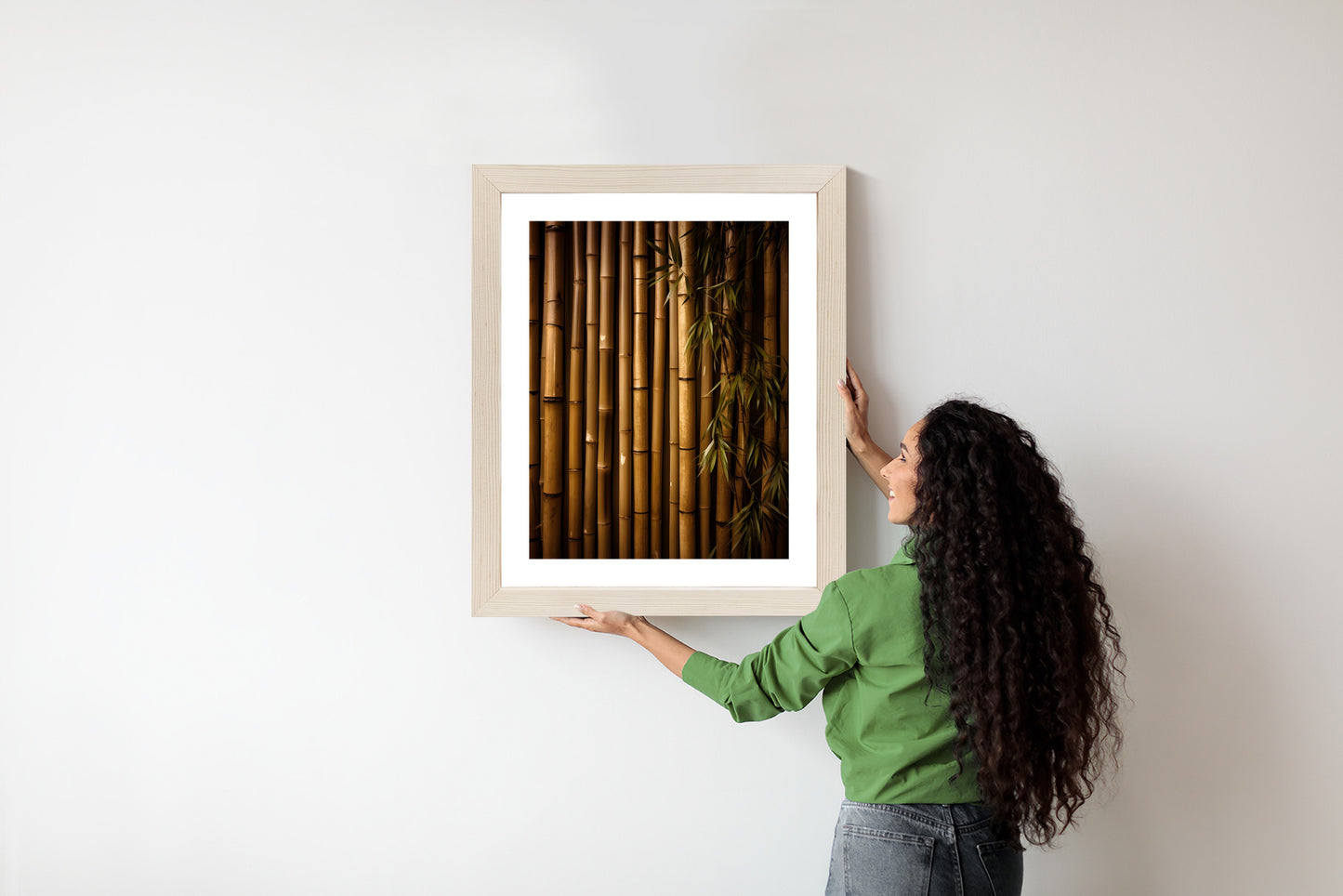 Poster Bambuswand Rahmen Holz Mit Passepartout Farbe Natürlich