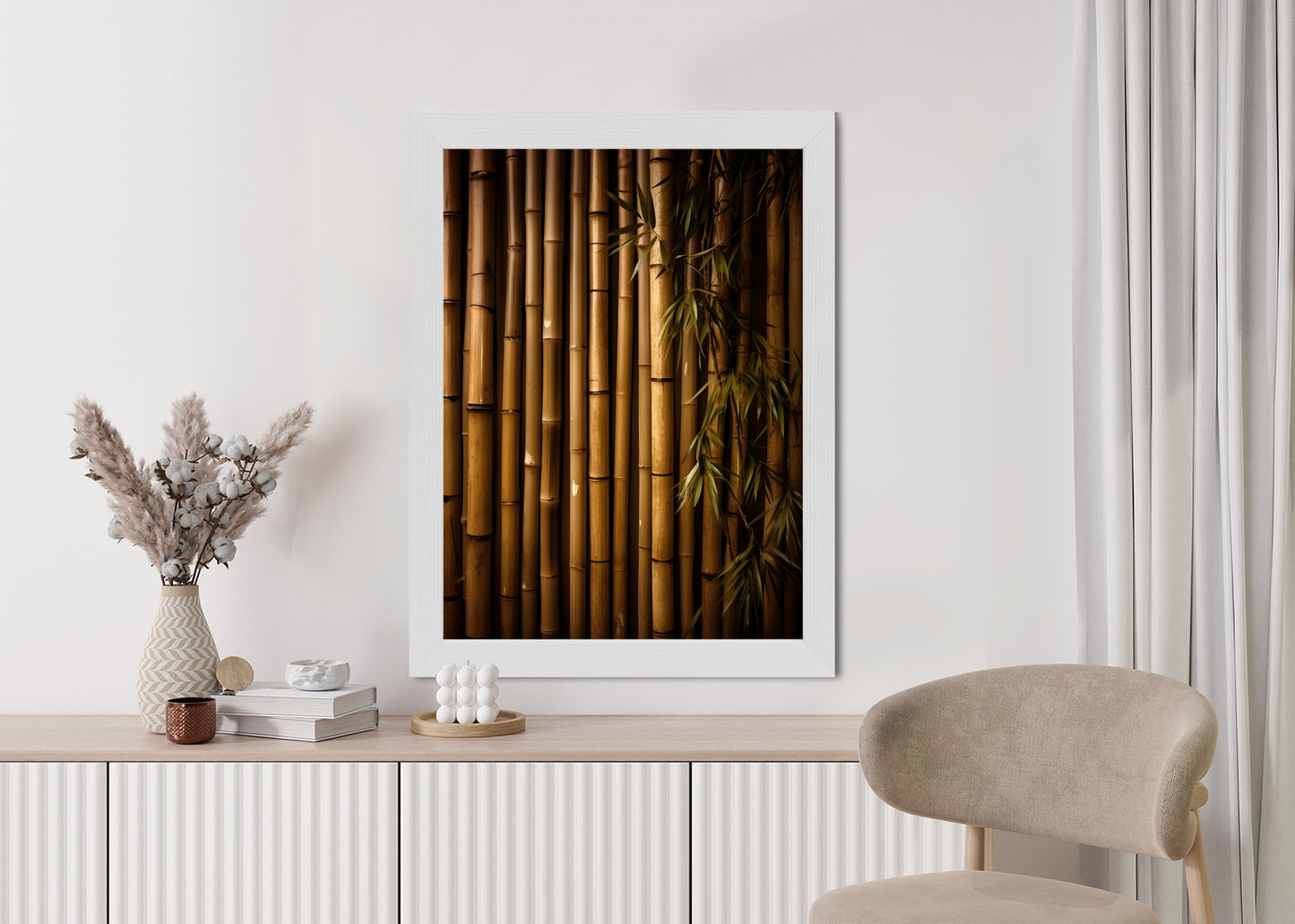 Poster Bambuswand Rahmen Holz Mit Passepartout Farbe Natürlich