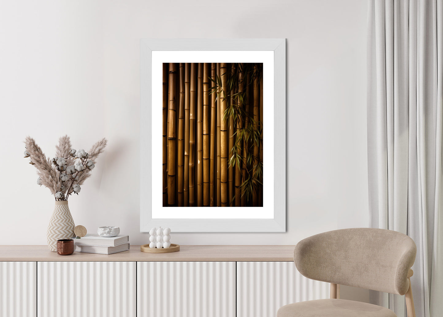 Poster Bambuswand Rahmen Holz Mit Passepartout Farbe Natürlich