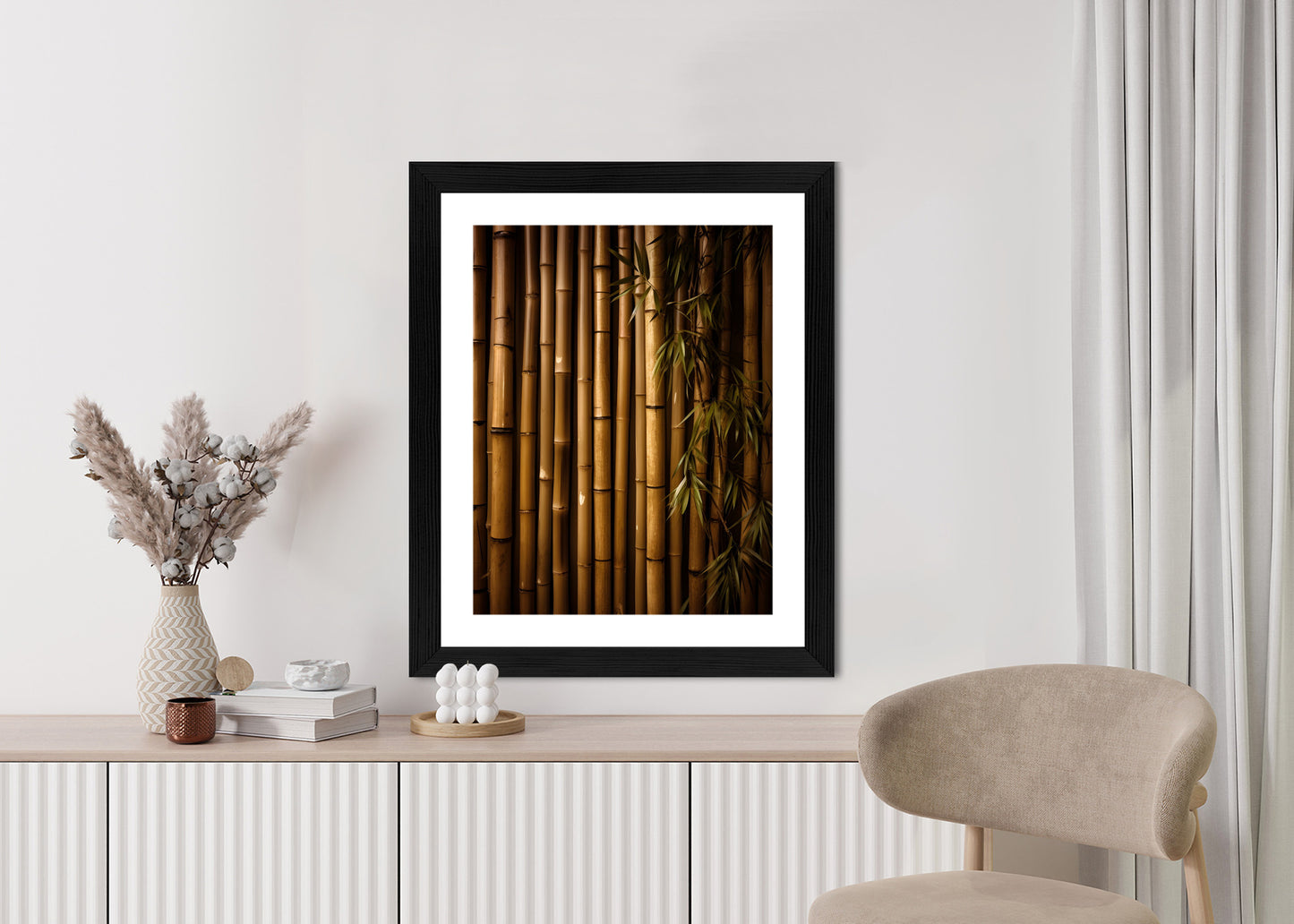 Poster Bambuswand Rahmen Holz Mit Passepartout Farbe Natürlich