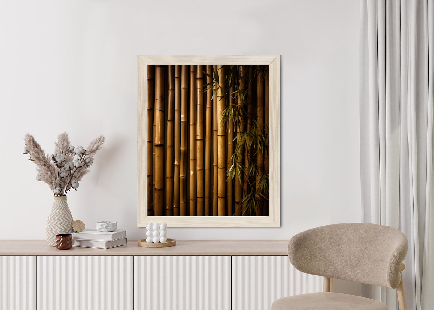Poster Bambuswand Rahmen Holz Mit Passepartout Farbe Natürlich