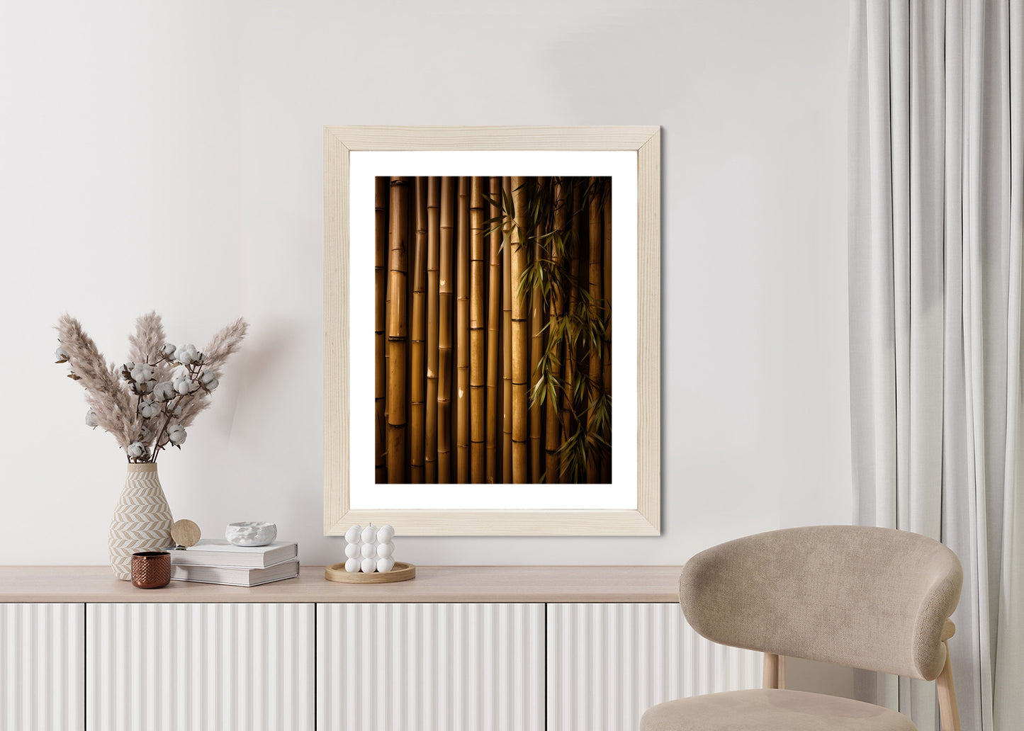 Poster Bambuswand Rahmen Holz Mit Passepartout Farbe Natürlich