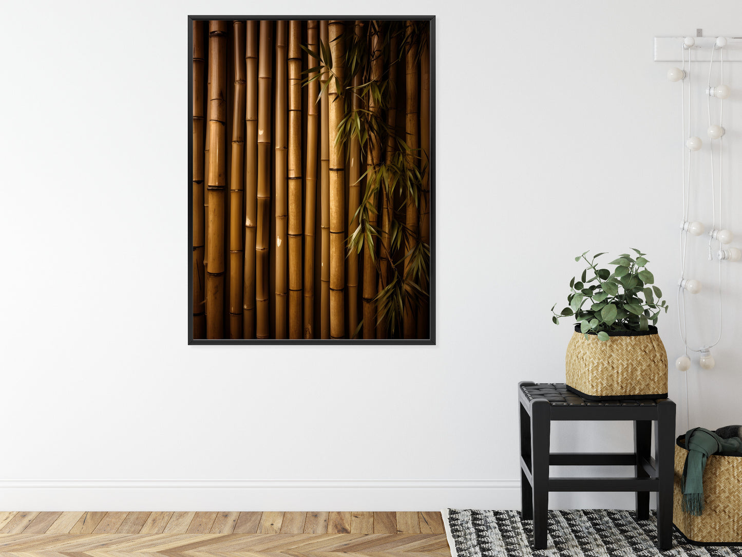 Poster Bambuswand Rahmen Holz Mit Passepartout Farbe Natürlich