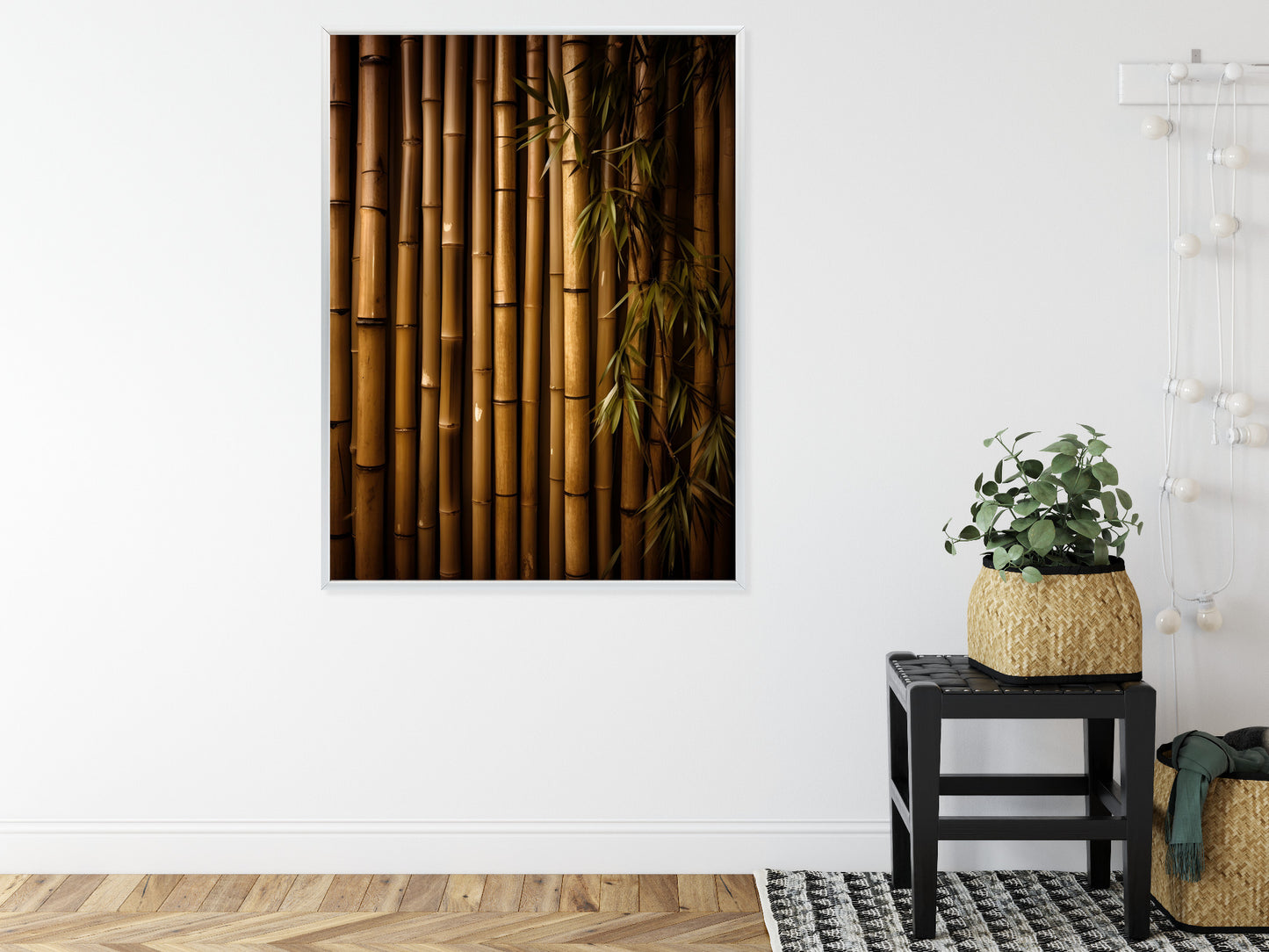 Poster Bambuswand Rahmen Holz Mit Passepartout Farbe Natürlich