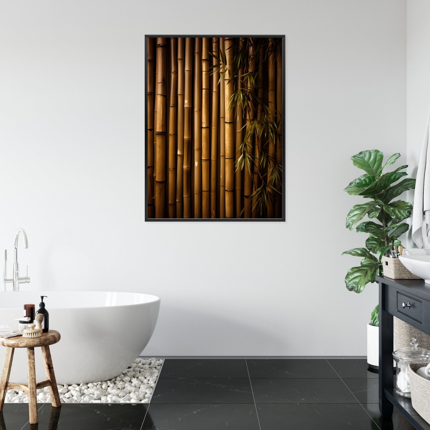 Poster Bambuswand Rahmen Holz Mit Passepartout Farbe Natürlich