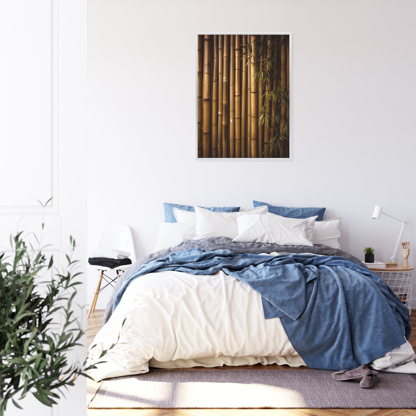 Poster Bambuswand Rahmen Holz Mit Passepartout Farbe Natürlich