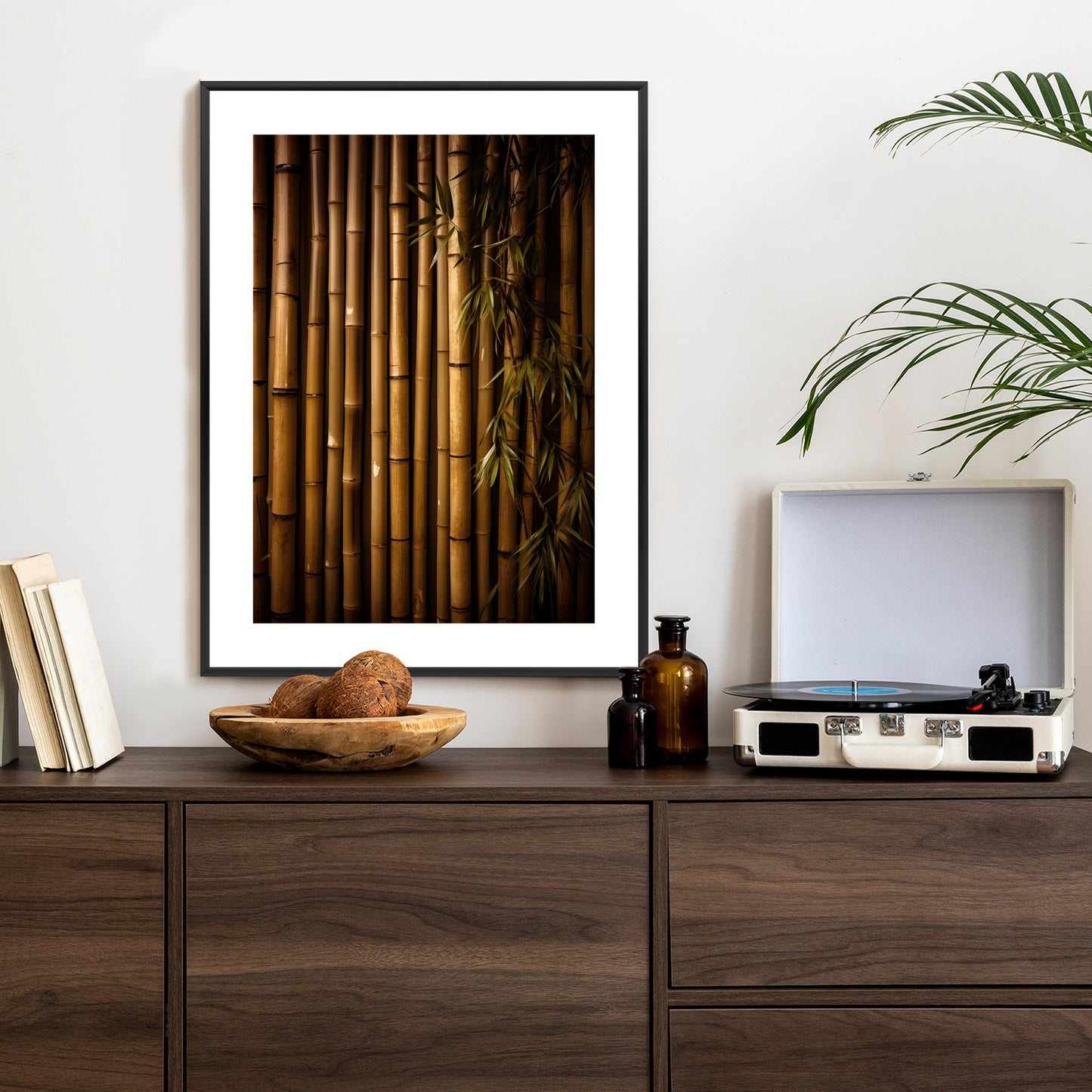 Poster Bambuswand Rahmen Holz Mit Passepartout Farbe Natürlich