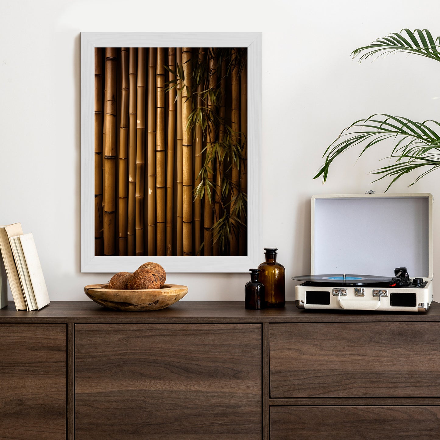Poster Bambuswand Rahmen Holz Mit Passepartout Farbe Natürlich