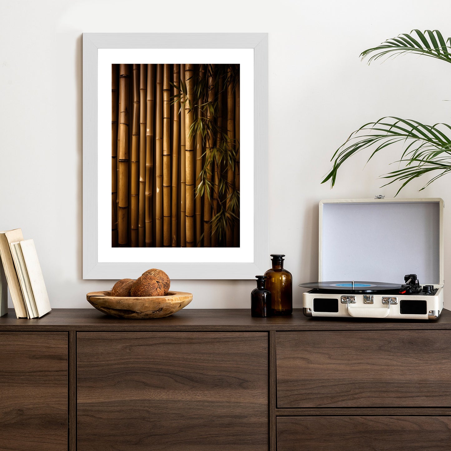 Poster Bambuswand Rahmen Holz Mit Passepartout Farbe Natürlich