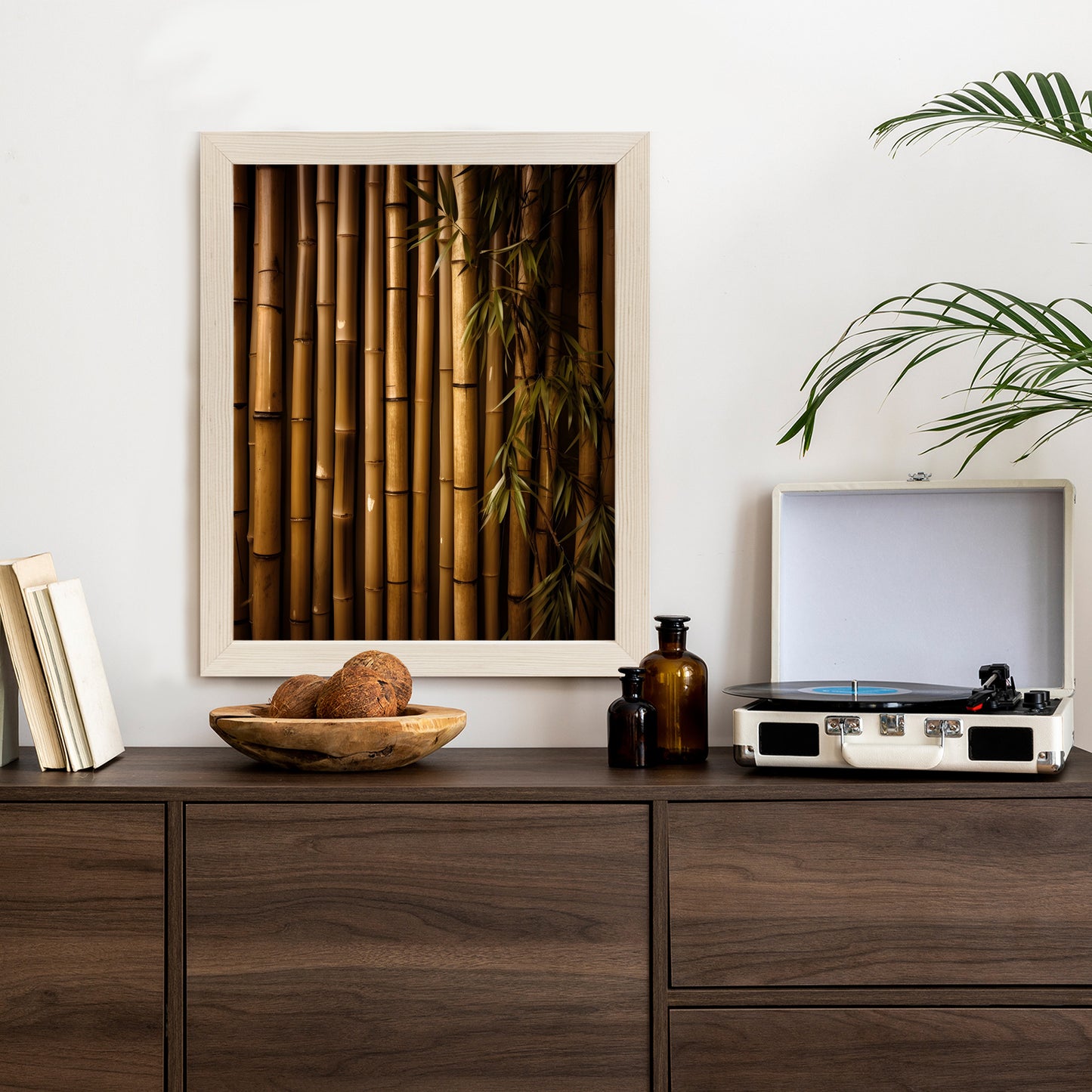 Poster Bambuswand Rahmen Holz Mit Passepartout Farbe Natürlich