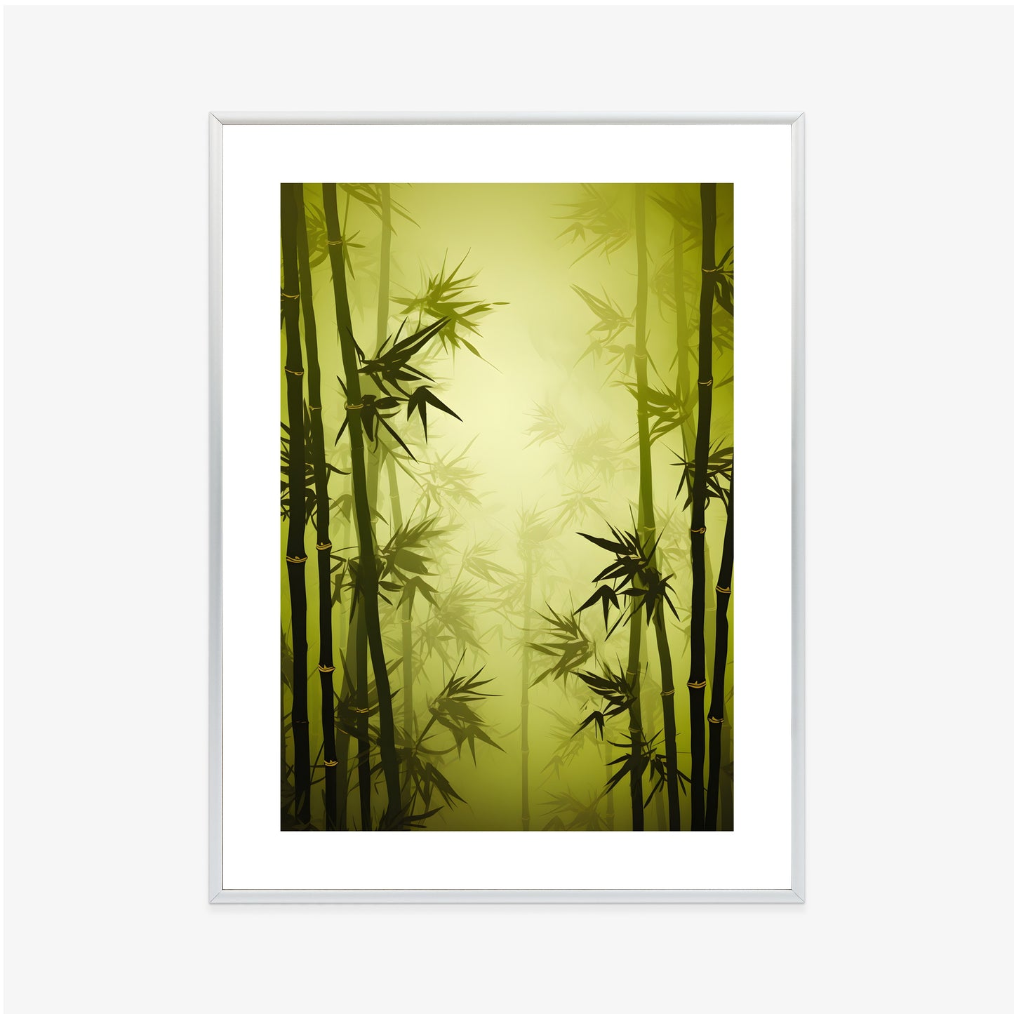 Poster Bambuswald Im Nebel Rahmen Holz Mit Passepartout Farbe Natürlich