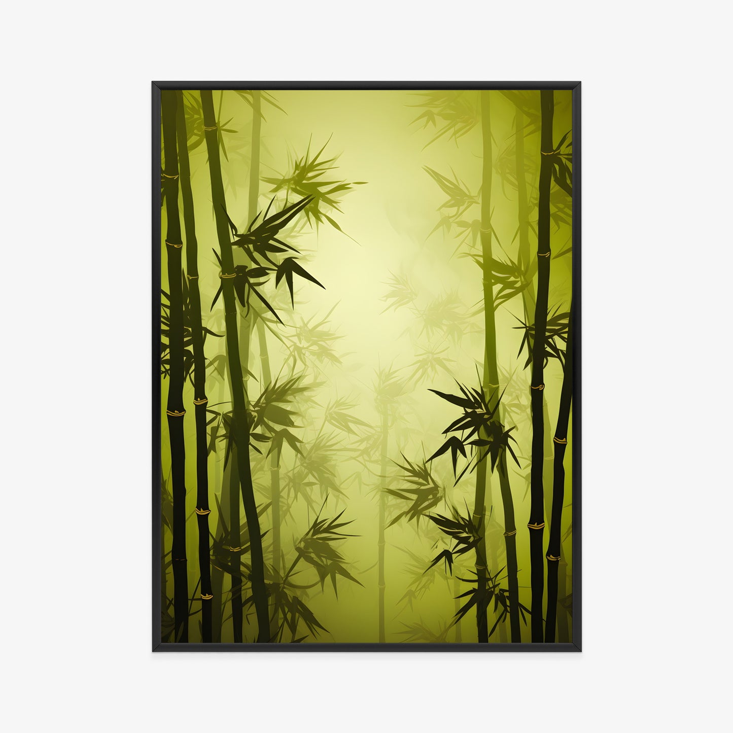 Poster Bambuswald Im Nebel Rahmen Holz Mit Passepartout Farbe Natürlich