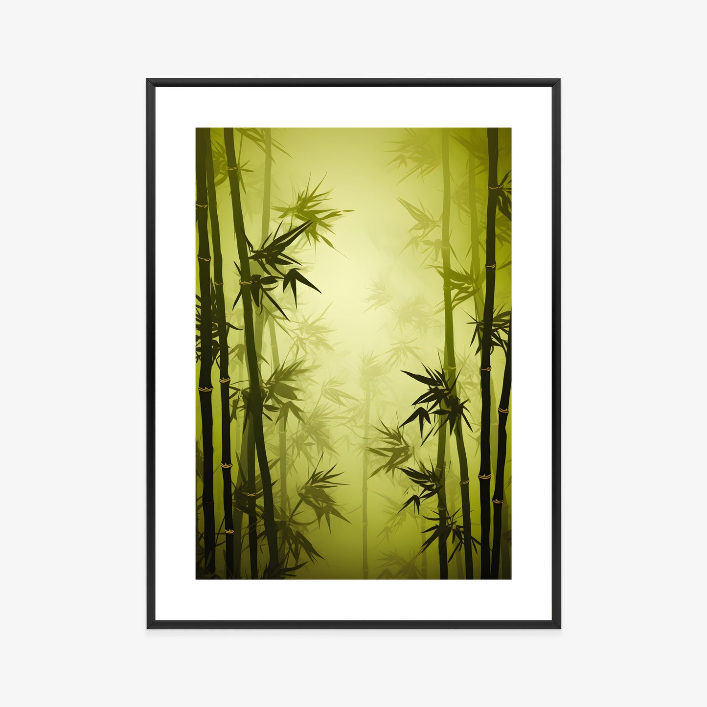 Poster Bambuswald Im Nebel Rahmen Holz Mit Passepartout Farbe Natürlich