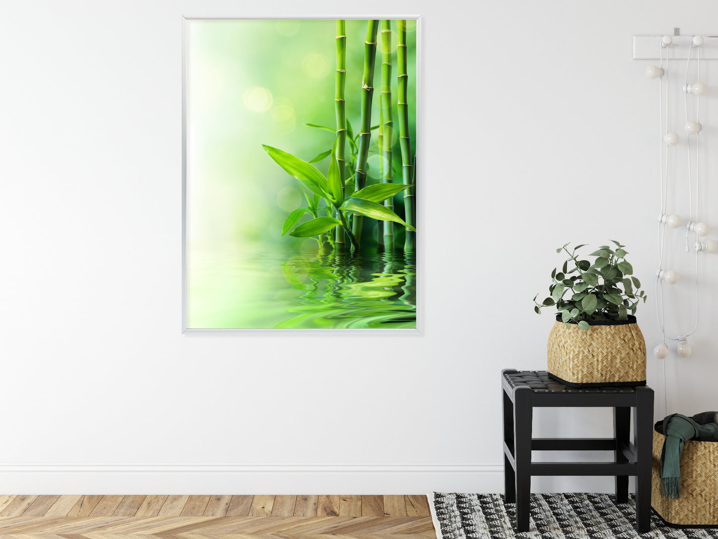 Poster Grüner Bambus Im Wasser Rahmen Holz Mit Passepartout Farbe Natürlich