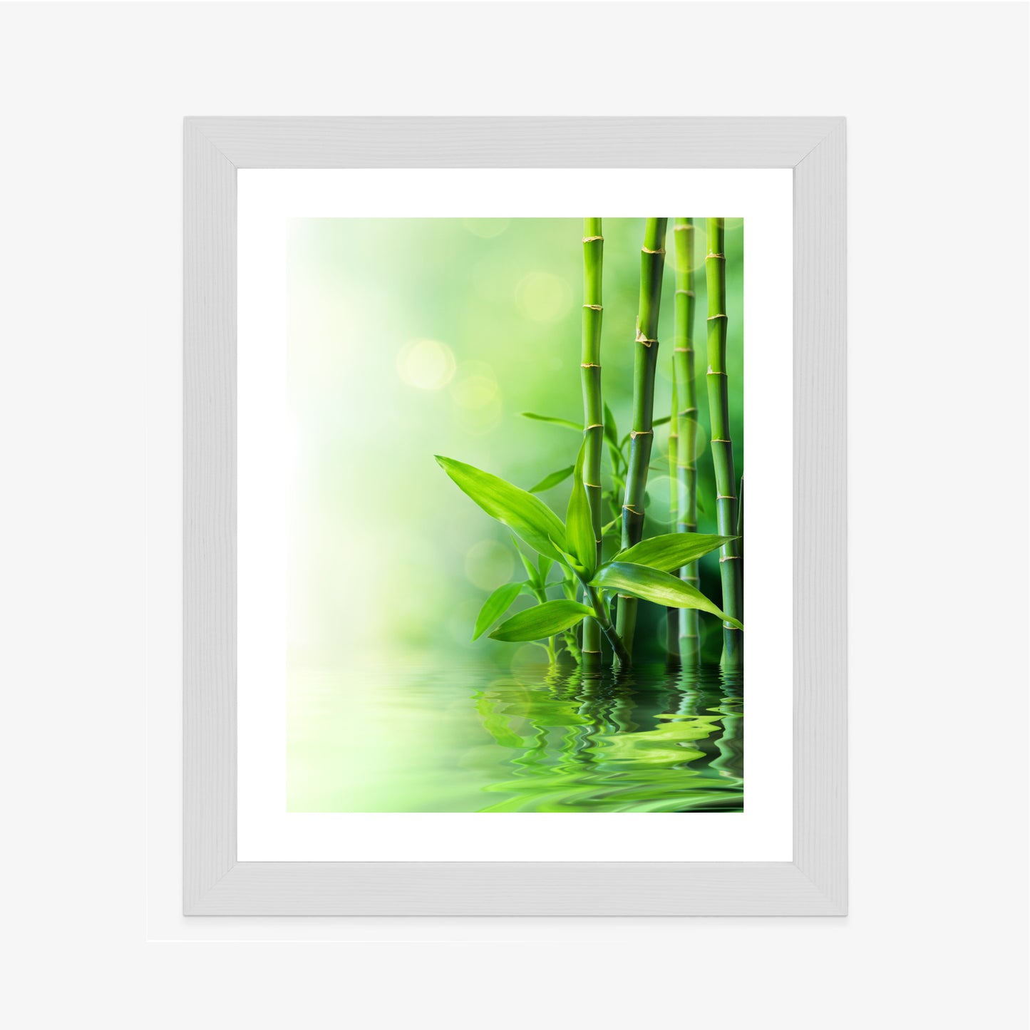 Poster Grüner Bambus Im Wasser Rahmen Holz Mit Passepartout Farbe Natürlich