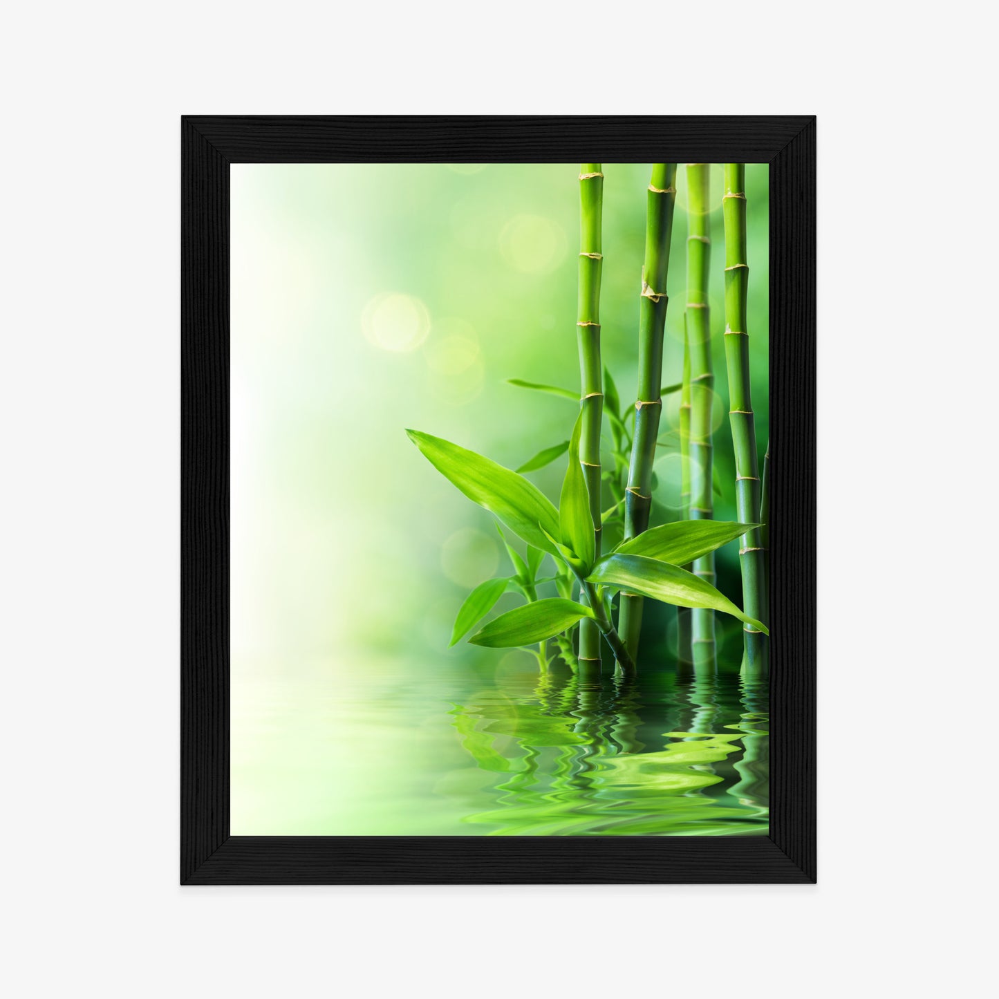 Poster Grüner Bambus Im Wasser Rahmen Holz Mit Passepartout Farbe Natürlich