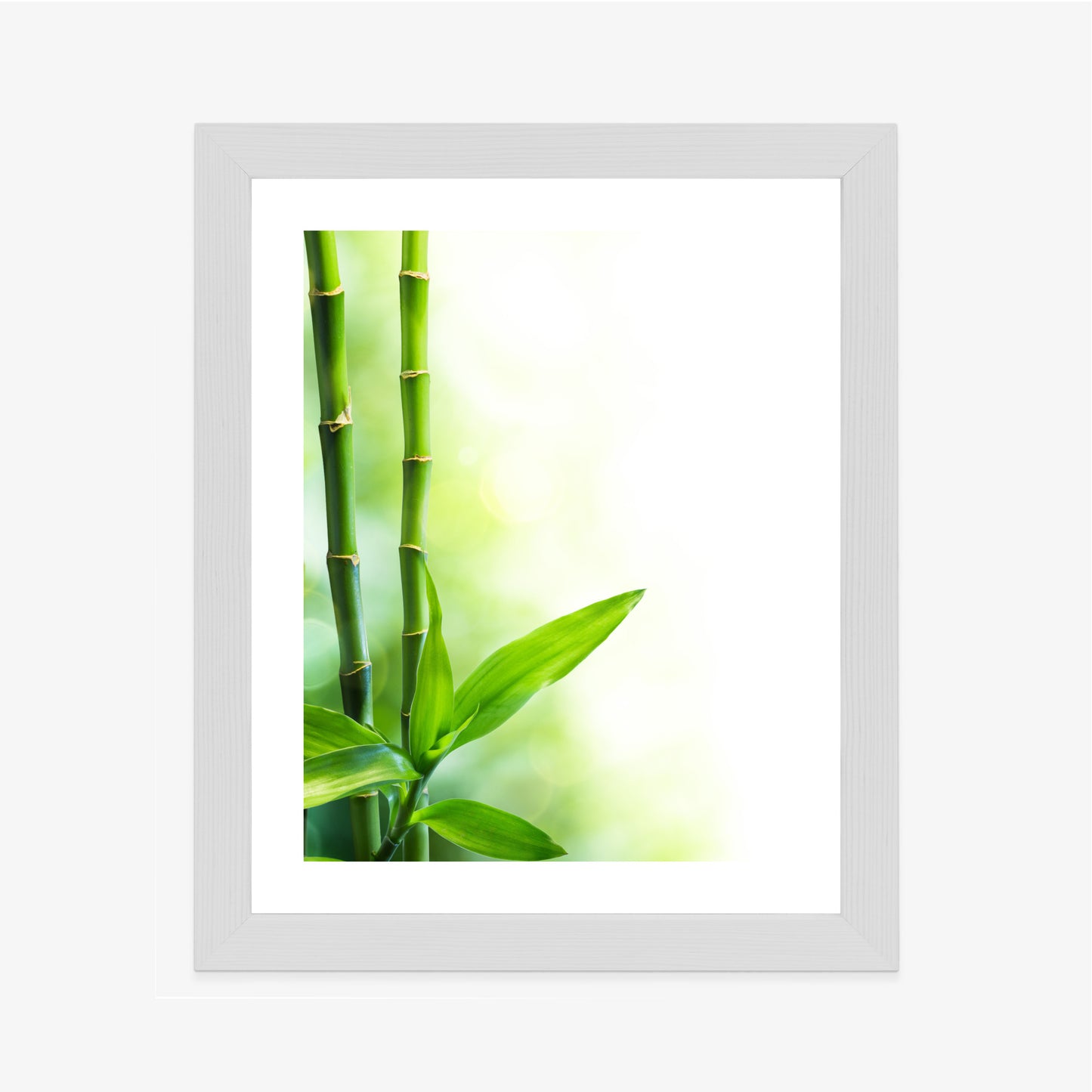 Poster Viele Bambusstiele Und Lichtbalken Rahmen Aluminium Mit Passepartout Farbe Silber