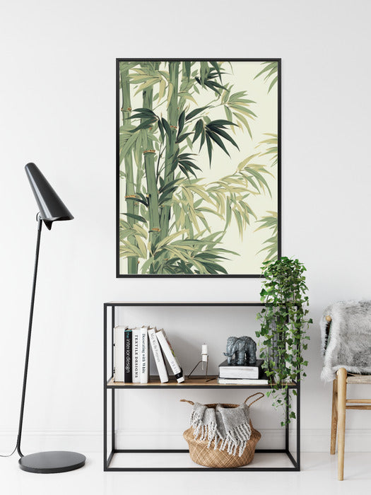 Poster Bambus Mit Hellen Blättern Rahmen Holz Mit Passepartout Farbe Natürlich