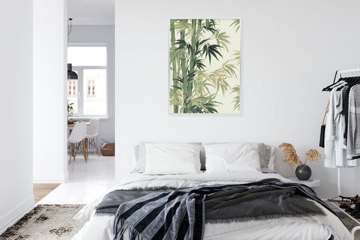 Poster Bambus Mit Hellen Blättern Rahmen Holz Mit Passepartout Farbe Natürlich