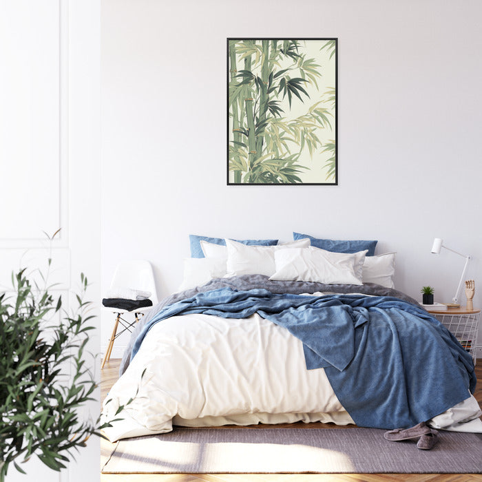 Poster Bambus Mit Hellen Blättern Rahmen Holz Mit Passepartout Farbe Natürlich
