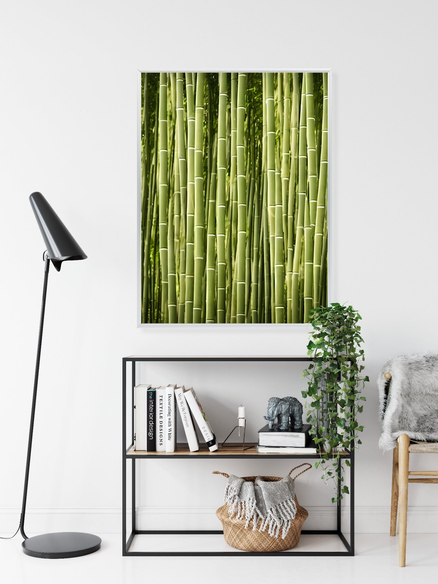 Poster Bambuszaun Rahmen Holz Mit Passepartout Farbe Natürlich